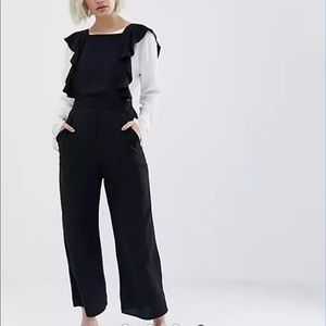 ASOS pinny jumpsuit/ romper with ruffle detail